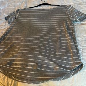 Gray stripe top in soft knit